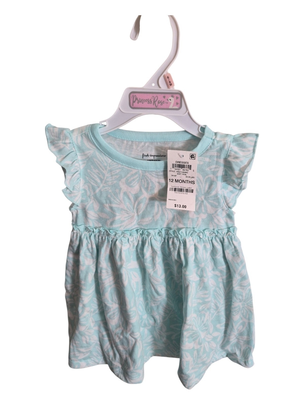 First Impressions Light Aqua Floral Casual Dress